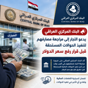 البنك المركزي يدعو التجار إلى مراجعة مصارفهم لتنفيذ الحوالات المستحقة قبل قرار رفع سعر الدولار